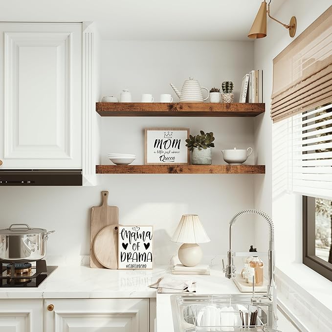 10 inches Deep Floating Shelves 36 inch Long, Sing Shelves for Wall Heavy Duty for Bedroom, Bathroom, Living Room, Kitchen, Office, Farmhouse Shelf Home Decor, Set of 1, Rustic Brown-CasaMuseHome