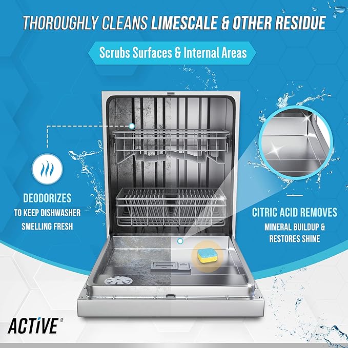 ACTIVE Washing Machine And Dishwasher Cleaning Tablets Bundle - Includes 12 Month Supply Dishwasher Cleaner Deodorizer & Washing Machine Descaler Deep Cleaning Tablets - 48 Tablet Set-CasaMuseHome