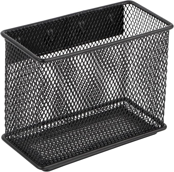4.5'' × 2.2'' × 3.5'' Magnetic Basket for Whiteboard Black Magnetic Basket for fridge, Magnetic Locker Organizer Holder with 4 Strong Magnets, Magnetic Holder for Refrigerator Locker,-CasaMuseHome