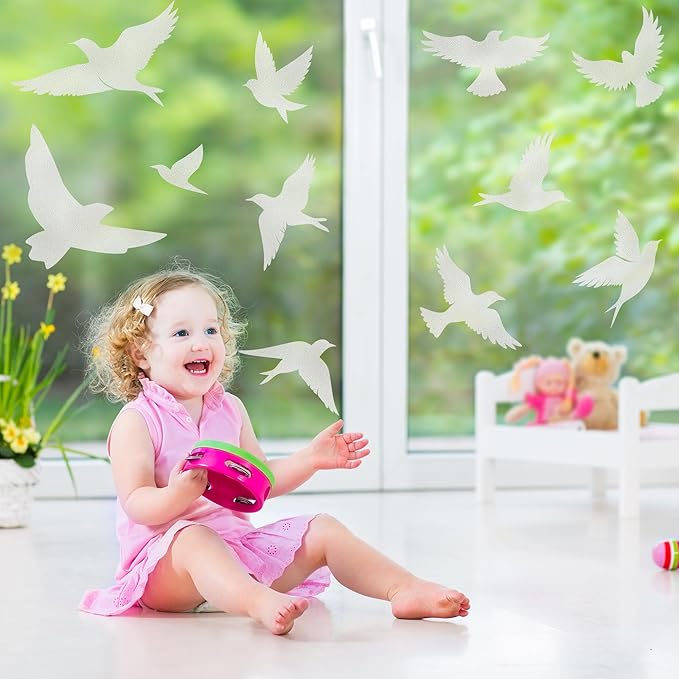 9 Sheets Bird Window Clings, Protect and Save Bird Strikes Window Stickers, Glass Door Stickers Decals, Stop Birds Flying into Windows Accessories Home Decorations-CasaMuseHome