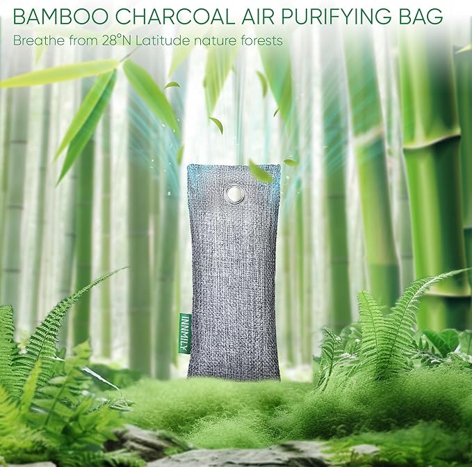 Activated Charcoal Odor Absorber, 6 Pack Natural Shoe Odor Eliminator, Bamboo Charcoal Air Purifying Bags, Sneaker Deodorizer and Moisture Absorbers for Clean Footwear, Shoe Odor Remover-CasaMuseHome