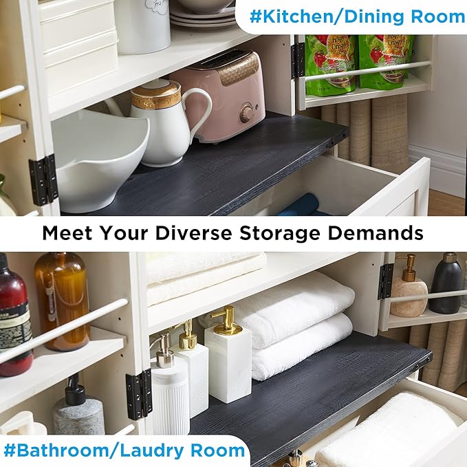 72" Farmhouse Kitchen Pantry Cabinet with Drawer, Tall Storage Cabinet with 2 Barn Doors and Shelves, Versatile Large Rustic Cupboard for Dining Room, Bathroom, Living Room, Laudry, White-CasaMuseHome