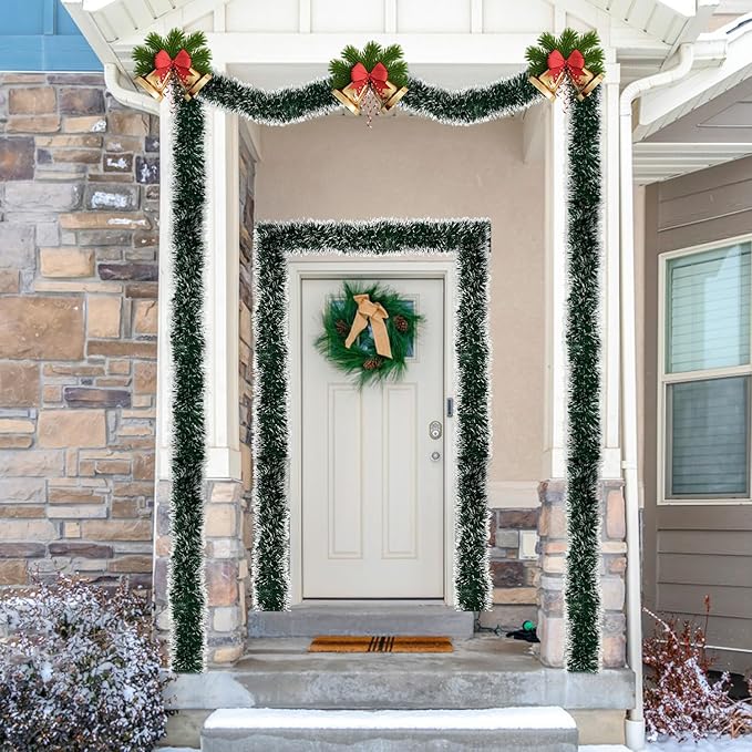 50 FT/15M Long Dark White Artificial Christmas Tinsel Garland Decorations DIY for Xmas Tree,Fireplace Mantel,Stairs Railing Outdoor Indoor Holiday Decor-CasaMuseHome