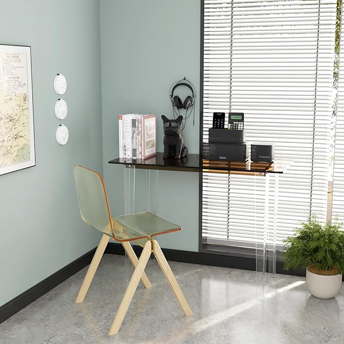 Acrylic Desk, Modern Study Table for Home Office - Extended Surface Multi-Purpose Console & Entryway Table, Sturdy Lightweight Design (42.5-inch, Yellowtea)-CasaMuseHome