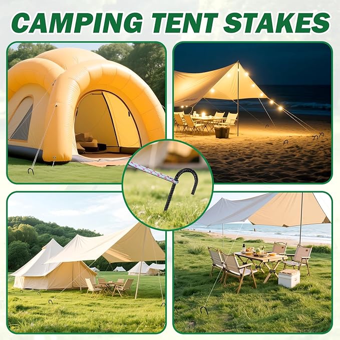 16 Inch Ground Stakes Heavy Duty,16 Pack Metal Fence Stakes for Ground for Wire Fencing,Heavy Duty Long Tent Stakes for Trampolines Camping Canopies and Swing Set-CasaMuseHome