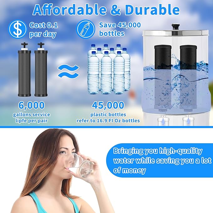 2 Pack Black Filters, Water Filter Replacement for Berkey BB9-2, Compatible with Berkey Gravity Water Filter Systems-CasaMuseHome