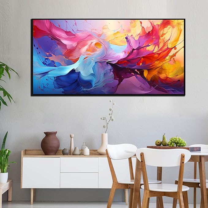 Abstract Wall Art for Living Room, Colorful Canvas Wall Decor for Bedroom, Framed Picture Print, Large Size 59x29 Inches-CasaMuseHome