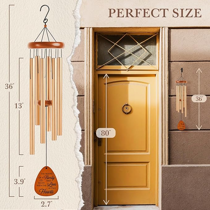 60th Wedding Anniversary Wind Chime, Happy 60th Anniversary Romantic Gifts for Couple, Parents, Wife, Husband, Friends, Diamond Anniversary's Keepsake Gifts Ideas-Large 36''-CasaMuseHome