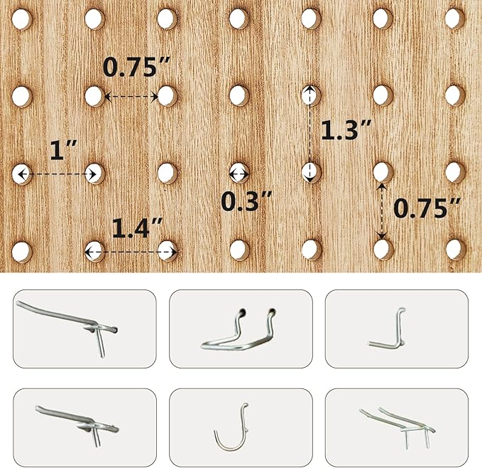 4 Panel Pegboard Wood Room Divider, 5.6Ft Pegboard Display Folding Privacy Screens, Peg Board Display Freestanding for Trade Show Craft Show Home Wall Organizer, Light Brown-CasaMuseHome