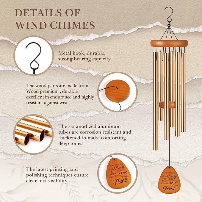 50th Wedding Anniversary Wind Chime, Happy 50th Anniversary Romantic Gifts for Couple, Parents, Wife, Husband, Friends, Golden Anniversarys Keepsake Gifts Ideas-CasaMuseHome