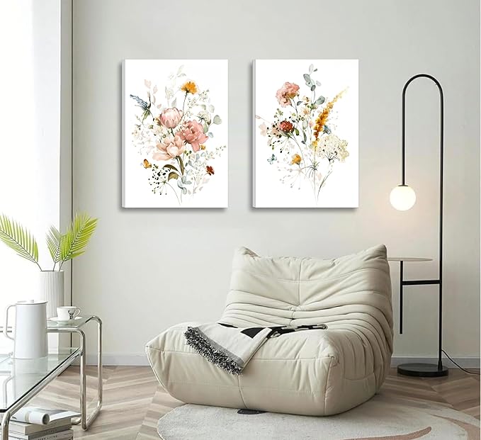 3Pcs Framed Watercolor Flowers Canvas Wall Art In A Field Of Roses She Is A Wildflower Painting Picture Wall Decor Pink wreath Poster Print Artwork for Nursery living room Girls Room Home Decoration-CasaMuseHome