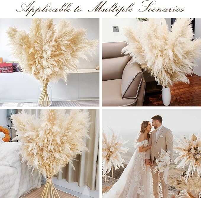 40" 11 PCS Dried Pampas Grass Decor Tall,Large Natural Beige pompas Grass,Tall Pampas Grass for Floor Vase,Wedding,Party,Farmhouse,Boho Home Decor,and Creating a Bohemian Ambiance-CasaMuseHome