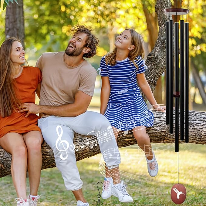 60" Wind Chimes Outdoor, WindChimes Large Wind Chimes for Outside Deep Tone with 5 Tuned Tubes and S Hook, Wind Chime Outdoor Decoration for Patio, Garden, Yard (Hummingbird)-CasaMuseHome