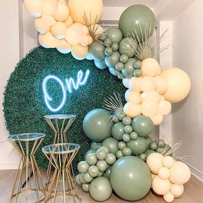 130pcs Sage Green Balloons Different Sizes 18" 12" 10" 5" Olive Green Balloons for Birthday Graduation Baby Shower Wedding Anniversary New Year Party Decorations-CasaMuseHome