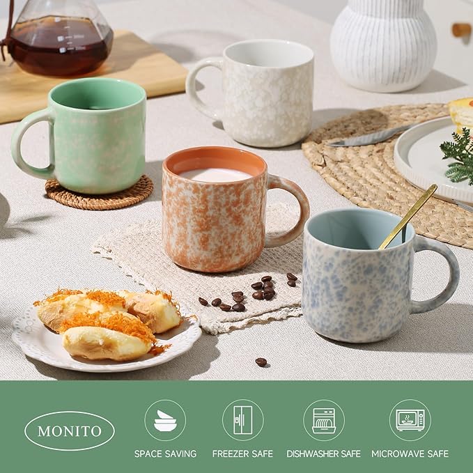 12 OZ Coffee Mugs Set of 4, Modern Ceramic Coffee Mugs Set with handle for Tea/Latte/Cappuccino/Milk/Cocoa.-CasaMuseHome