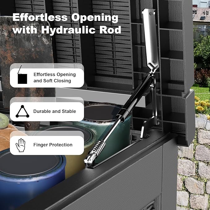 320 Gallon Deck Box Waterproof, UV Resistant Resin Outdoor Storage Box with Hydraulic Rod, Lockable Design and Enhanced Durability for Patio, Garden, and Poolside Use-CasaMuseHome