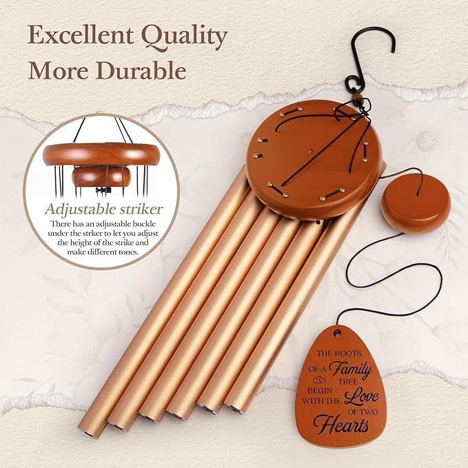 40th Wedding Anniversary Wind Chime, Happy 40th Anniversary Romantic Gifts for Couple, Parents, Wife, Husband, Friends, Ruby Anniversary's Keepsake Gifts Ideas, Large-36''-CasaMuseHome