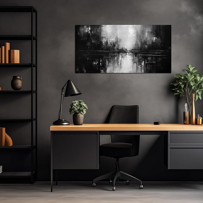 Abstract Wall Pictures for Living Room,Black Art Paintings for Wall Office Wall Art Bedroom Wall Decor 20 x 40 Inch-CasaMuseHome