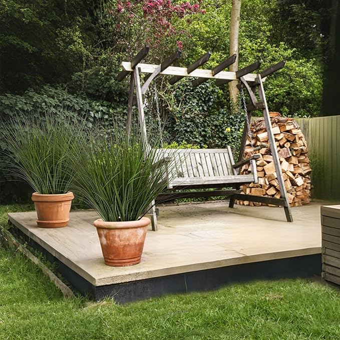 6PCS Fake Plants Artificial Wheat Grass Greenery Plastic Plants Fake Grass Artificial Plants for Outdoor Decor Artificial Grass Plant with Greenery Stems for Indoor Home Decoration 26.4"-CasaMuseHome