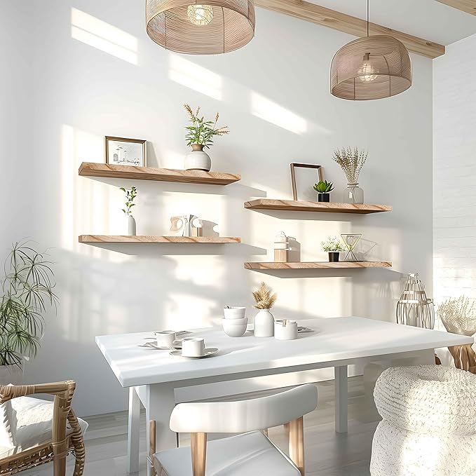 24 Inch Floating Shelves for Wall Rustic Light Wood Wall Shelves for Bedroom Set of 4-CasaMuseHome