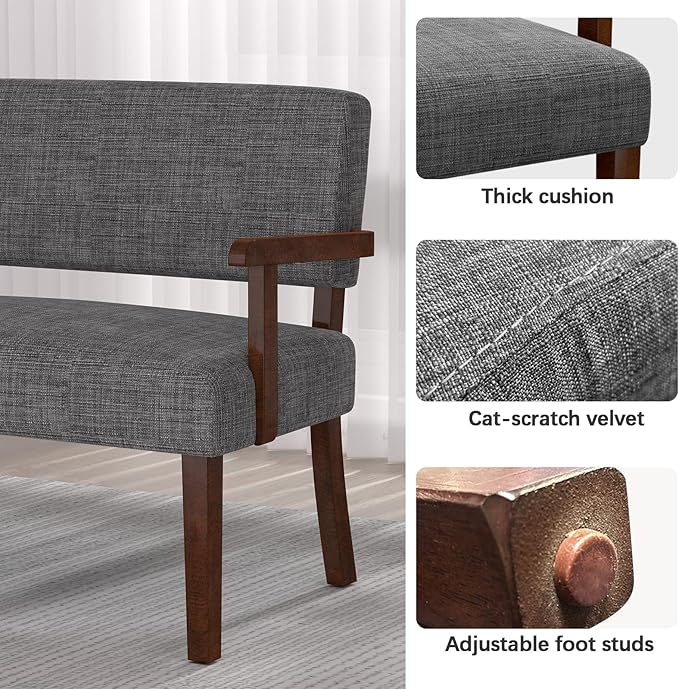 Accent Chair 2 Seat, Arm Chairs with Soft Seat and Armrests for Living Room, Love seat for Dining, Reading, and Waiting Rooms (Gray)-CasaMuseHome