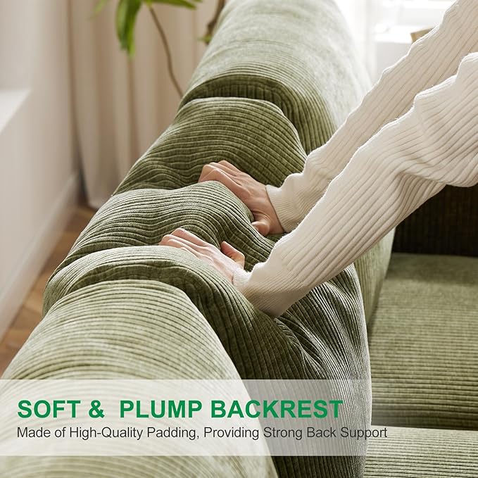 38.5 Oversized Accent Chair with Storage Green Corduroy Set of 2, Single Modern Accent Sofa Chair with Arms for Apartment Living Room (21" Deep Seat)-CasaMuseHome