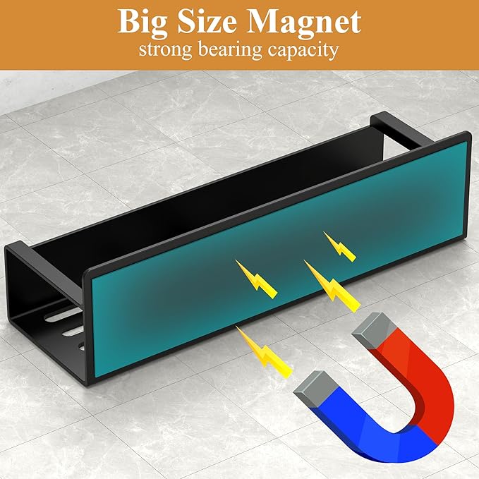 4 Pack Magnetic Spice Rack Organizer for Refrigerator and Oven, Matt Black Fridge Organizers and Storage for Kitchen-CasaMuseHome