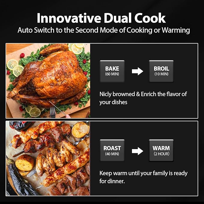 32QT Extra Large Air Fryer, 19-In-1 Air Fryer Toaster Oven Combo with Rotisserie and Dehydrator, Digital Convection Oven Countertop Airfryer Fit 13" Pizza, 6 Accessories, 1800w (Black)-CasaMuseHome