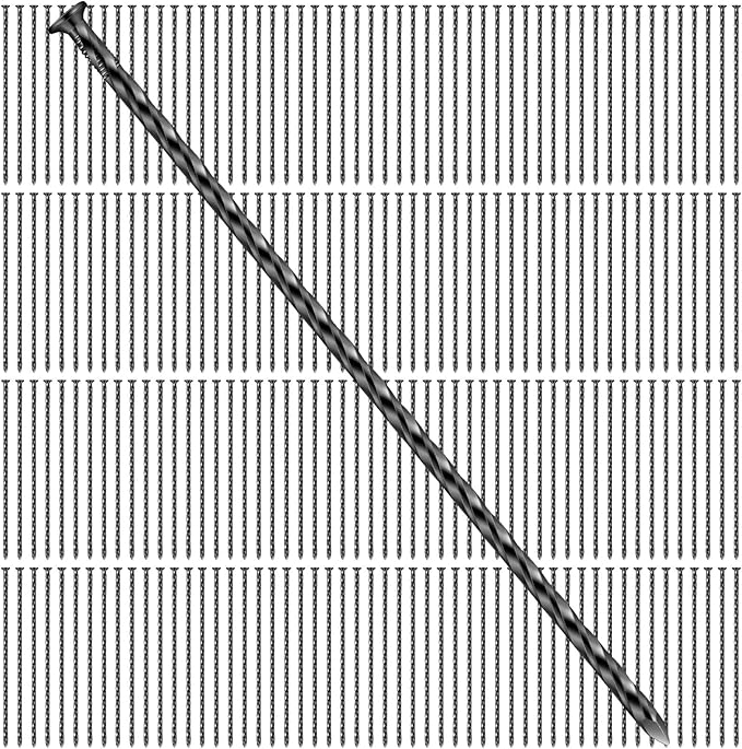 200 Pcs Metal Nails 8 Inch Artificial Spikes Galvanized Spiral Landscape Stakes Edging Spikes Garden Stakes for Fake Landscaping Grass Ground Lawn(Black)-CasaMuseHome