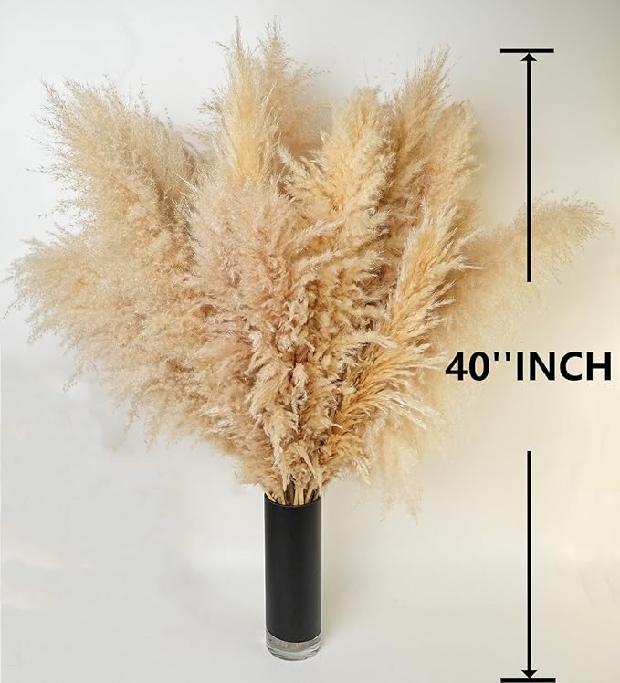 10 PCS 40" Tall Pampas Grass Stems in Natural Beige, Add a Boho Touch to Your Space—Pompas Grass Ideal for Floral Arrangements, Floor Vases, Weddings, and Creating a Bohemian Ambiance at Home.-CasaMuseHome