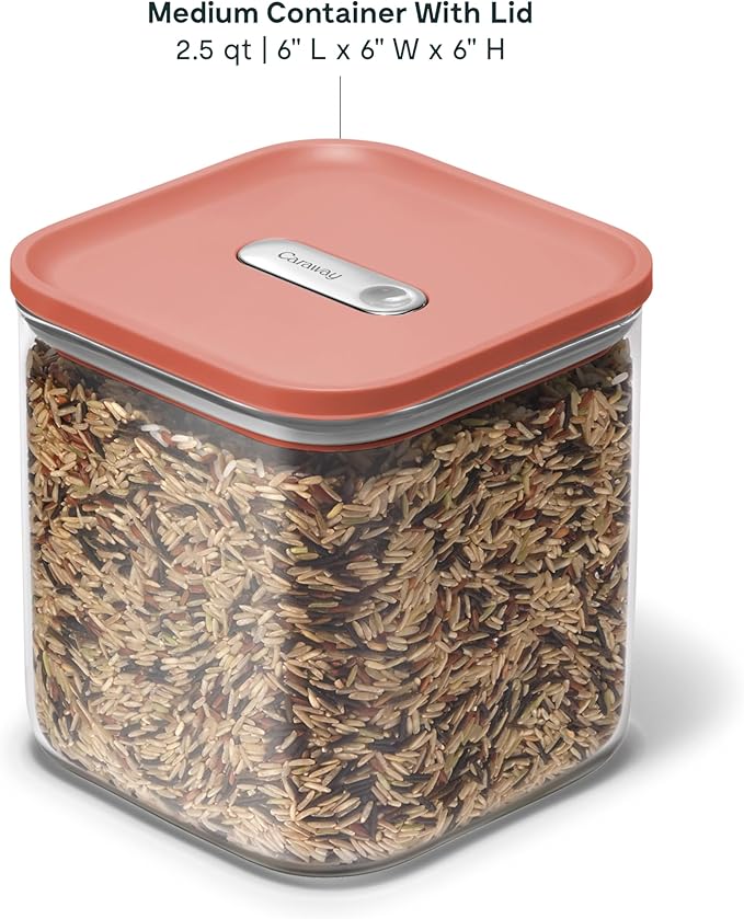 Caraway 2.5qt Glass Airtight Food Storage Container with Lid – Non-Toxic, BPA-Free Kitchen Storage Container – Stackable, Space-Saving Airtight Container for Dry Goods and More - Perracotta-CasaMuseHome