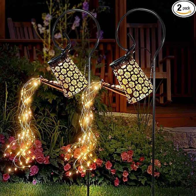 2 Pack Solar Watering Can with Lights,Solar Outdoor Garden Decor Waterproof Hanging Lantern Landscape Lights Outside Decorations for Yard Lawn Patio Gardening Gifts.-CasaMuseHome