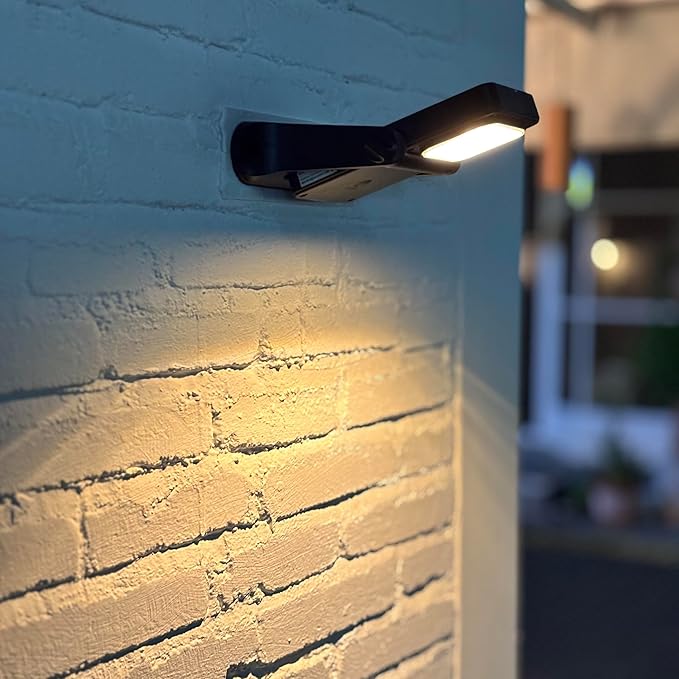 200LM Solar Wall Lights Outdoor 6 Colors, 2200mAh Long Lasting Solar Powered Deck Lights, 360° Adjustable Porch Light IP65 Waterproof, Glass Panel Fence Light for Gutter, Step, 2 Pack-CasaMuseHome