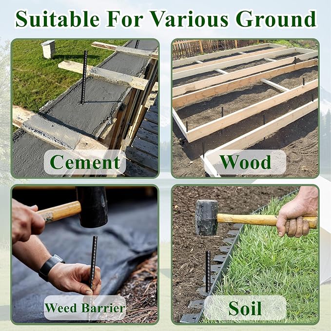 16 Inch Rebar Stakes 30 Pack Heavy Duty Ground Anchors with Chisel Point End Long Straight Steel Tent Stakes 3/8" Thickness Metal Spikes Black Coated for Concrete Timber Camping Garden Plant-CasaMuseHome