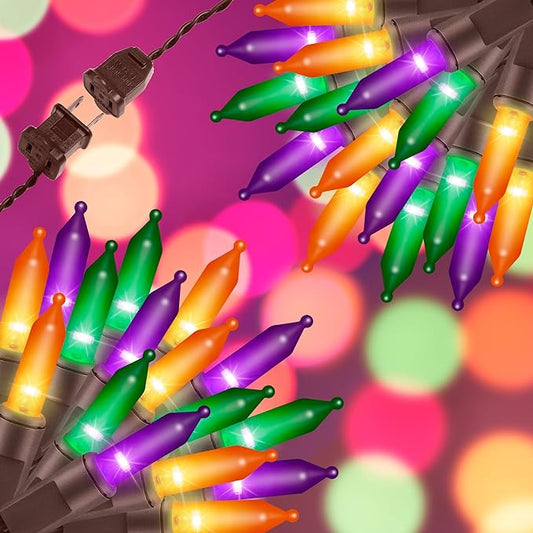 100LIGHTS Orange Purple and Green Extra-Bright with End Connectors Halloween Decorative Lights 5.98m UL Certified Mini String Light Set Waterproof for Halloween Home Garden Tree Party Patio-CasaMuseHome