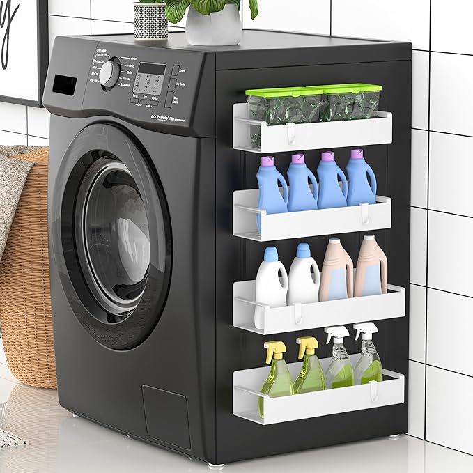 4 Pack Magnetic Spice Rack Organizer for Refrigerator and Oven, White Fridge Organizers and Storage for Kitchen-CasaMuseHome