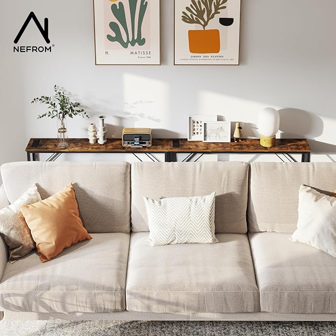 39.4" Console Table, Skinny Entryway Table with Fast-Charging Station, Narrow Long Sofa Table, Behind Slim Couch Table for Entrance, Hallway, Living Room Decor ST-BR100-1-CasaMuseHome