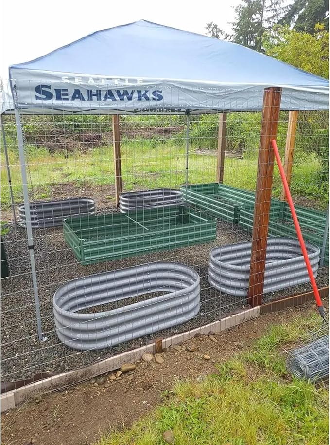 2 Pack 4x2x1FT Galvanized Raised Garden Bed Kit Oval Metal Ground Planter Box Outdoor Bottomless Planter Raised Beds for Vegetables Flowers Herbs Fruits, Green-CasaMuseHome