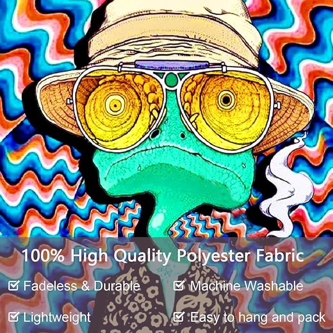 ADDWel Blacklight Frog Tapestry, Hippie Alien Tapestry Glow In The Dark, UV Reactive Black Light Upright Posters Wall Hanging for Bedroom Dorm Living Room Backdrop Decor-CasaMuseHome