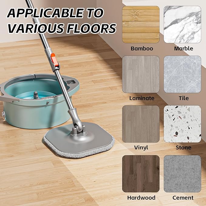 9 Inch Square Microfiber Mop Pad Refill Compatible with True & Tidy Mop System and Most 9 Inch Square Spin Mops - Thickened Washable & Reusable Mop Replacement Pad for Wet Dry Mopping(6 Pack)-CasaMuseHome