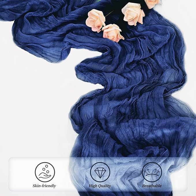 10FT 12 Pack Royal Blue Cheesecloth Table Runner 20 x 120 Inch Long Rustic Gauze Cheese Cloth Table Runner for Wedding Bridal Baby Shower Table Decorations Boho Fabric Sheer Birthday Party Table Decor-CasaMuseHome
