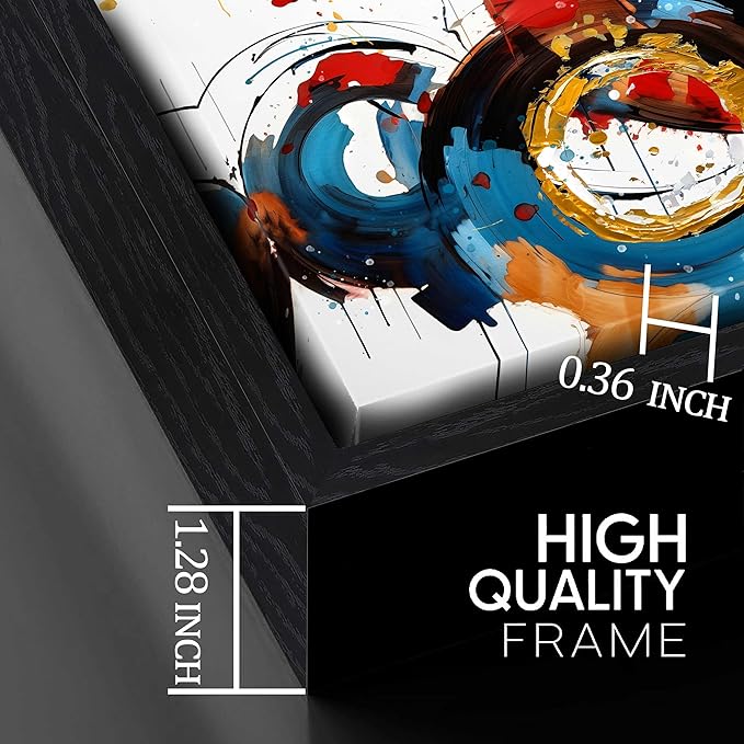 Abstract Wall Art With Black Wood Frames Large Canvas Prints Modern Living Room Bedroom Home Office Wall Decor Framed Colorful Circle Abstract Picture Ready to Hang Size 30x60-CasaMuseHome