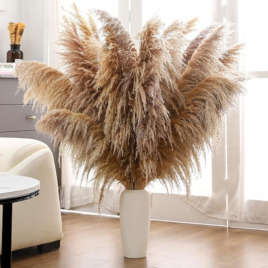 40" inch 11 Stems Natural Pampas Grass Tall Decor,Pompas Grass,Large Brown Tall Pampas Grass for Floor Vase,Wedding Decorations,Party,Boho Home Decor,and Creating a Boho Ambiance-CasaMuseHome