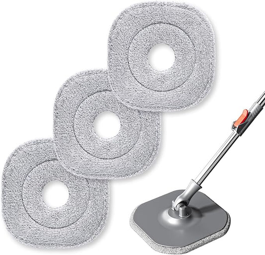9 Inch Square Microfiber Mop Pad Refill Compatible with True & Tidy Mop System and Most 9 Inch Square Spin Mops - Thickened Washable & Reusable Mop Replacement Pad for Wet Dry Mopping(3 Pack)-CasaMuseHome