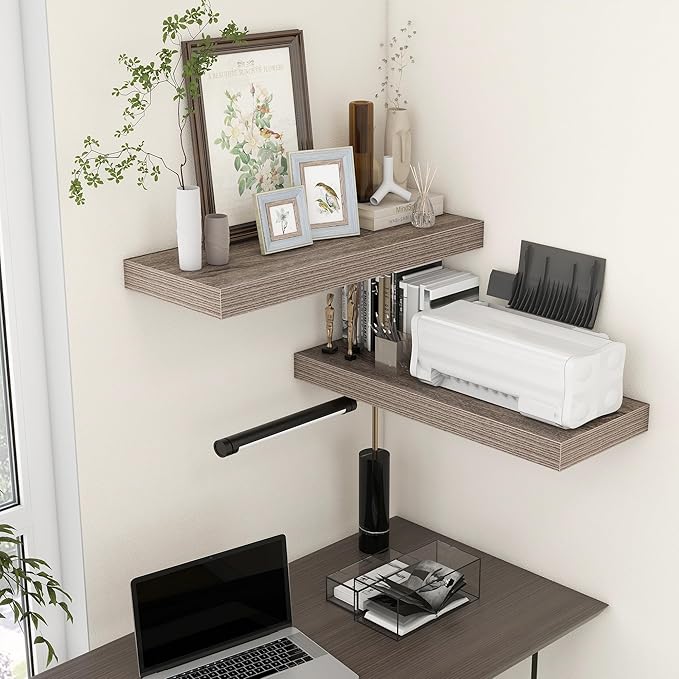 12 Inch Deep Floating Shelves for Wall | 30 Inch Floating Shelves Set of 2 | Rustic Grey Wood Shelves for Living Room Bathroom Laundry Room Bedroom Kitchen Home Office - Rustic Grey-CasaMuseHome