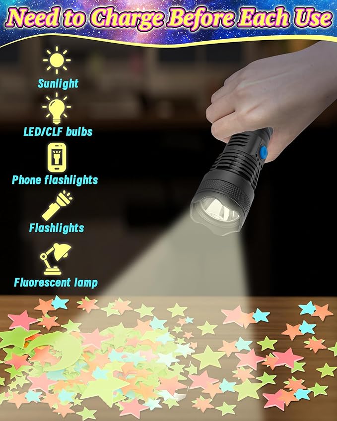 201 Pcs Glow in The Dark Stars Stickers for Ceiling, Multicolor Toddler Wall Room Decor Gifts, Luminous 3D Glowing Stars Stocking Stuffers for Kids Boys Girls-CasaMuseHome