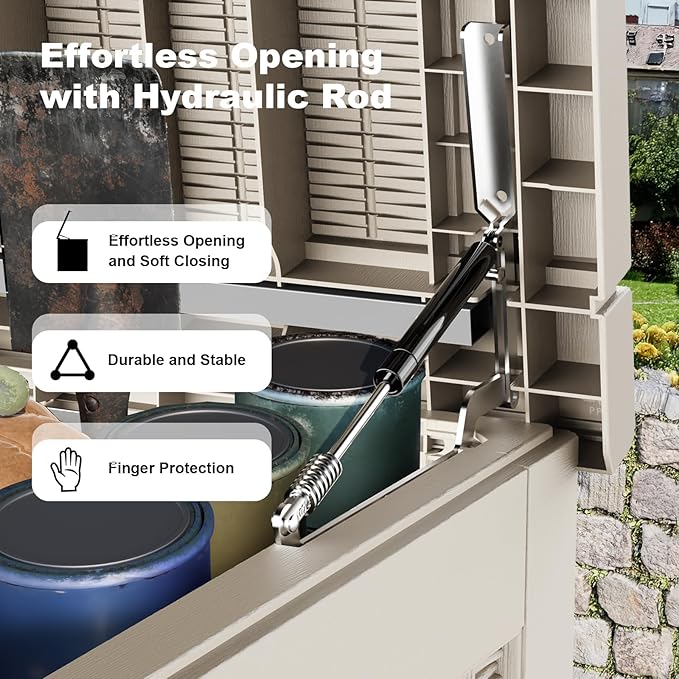 260 Gallon Outdoor Deck Box,Storage Lockable Waterproof Patio Furniture,Garden Tools,Cushions,Pool Accessories Outside Storage Resin Box(Grey)-CasaMuseHome