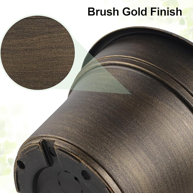 16 inch Plant Pots Outdoor Planters，4 Pack Large Plastic Flower Pot for Indoor Plants with Drainage Holes & Saucer, Resin Decorative Container Sets with Trays for House Outdoor Garden Plant Dark Gold-CasaMuseHome