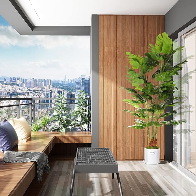 6.3ft Artificial Monstera Deliciosa Tree (75in) with Plastic Nursery Pot Faux Tree, Fake Tropical Split Leaf Palm Plant for Office House Farmhouse Living Room Home Decor (Indoor/Outdoor)-CasaMuseHome