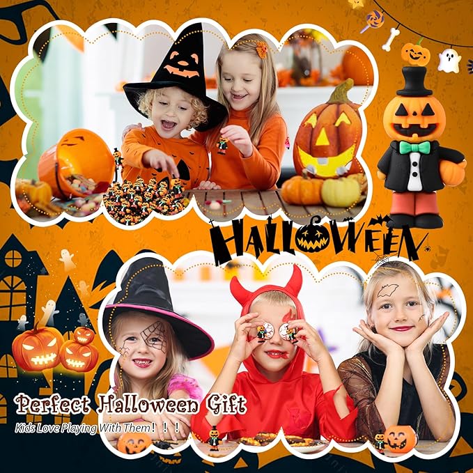 50 Pcs Halloween Mini Figurines Tiny Pumpkin Figures to Hide and Seek Rubber Wizard Miniatures Ornaments Gifts for Halloween Party Favors Table Decorations(Pumpkin)-CasaMuseHome